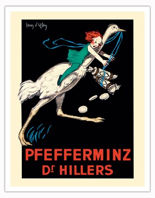 Dr Hillers Peppermints (Pfefferminz) - Vintage German Ad Poster by Jean d'Ylen