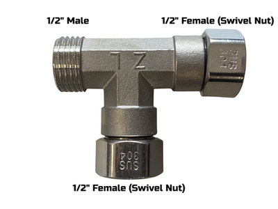 1/2'' Stecker Buchse 3 Wege Ventil Schwenkmutter Fitting BRANDNEU