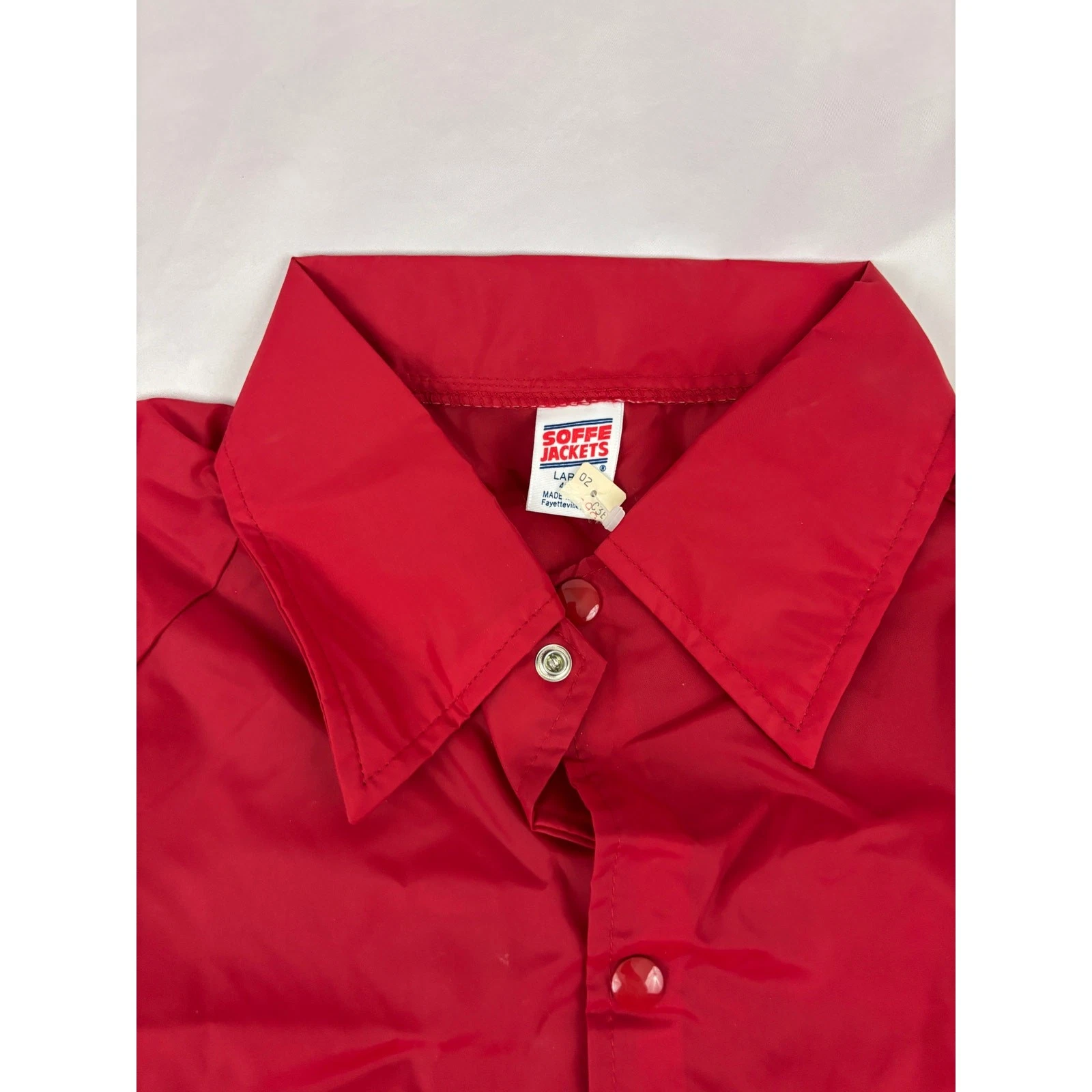Vintage Soffe Windbreaker Jacket Men LARGE Red Nylon Snap-Closure 1990s NEW image 4