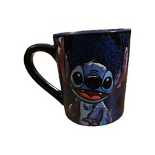 New Disney Lilo Stitch Far Out Double Sided 14 oz Coffee Mug Cup blue Glitter