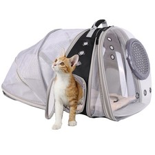 Dual Expandable Cat Backpack with Bubble Dome, Large Cat Carrier Space Capsul...