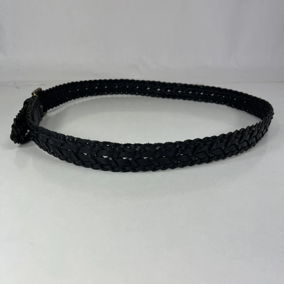 Cinturón Trenzado Negro - Cuero Genuino - Mujer Talla 40/100 Foto 3 de 4