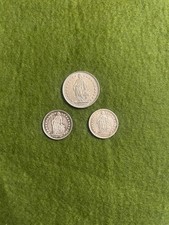 Lot (3) Silver 1951-B,1961-B,1969-B Swiss 1/2 and 1 Franc Coins