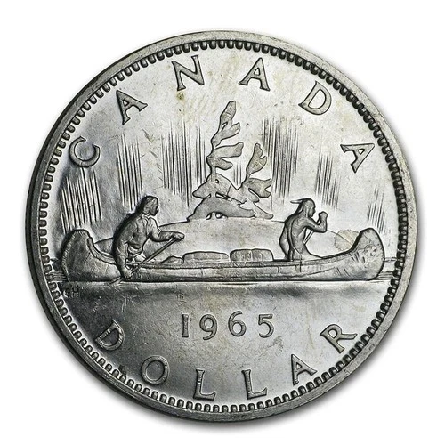 1965 Canadian Silver Dollar 80% Silver AU/Cir