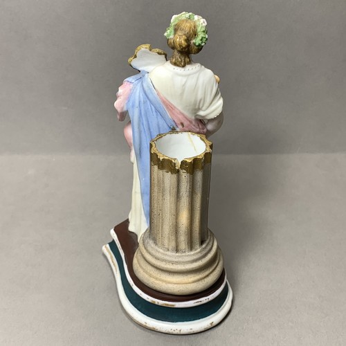 Ancien vase déversement porcelaine biscuit art nouveau allemand femme allégorique - Photo 6/11