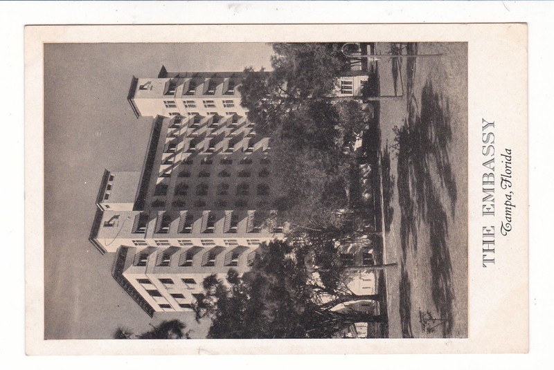 Tampa, Florida vintage postcard / The Embassy / hotel / lumitone
