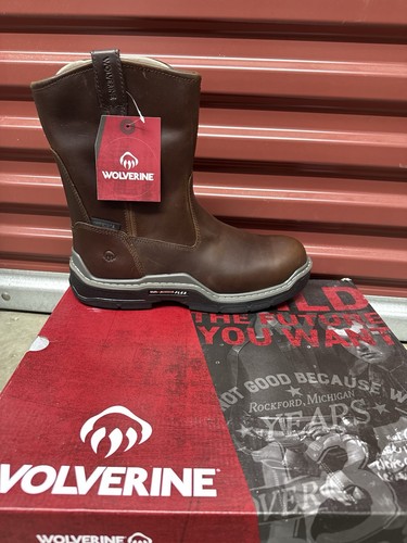 WOLVERINE Durashock Leather Work Boots CMAX Toe Mens Size 11.5 M Pull On W211129