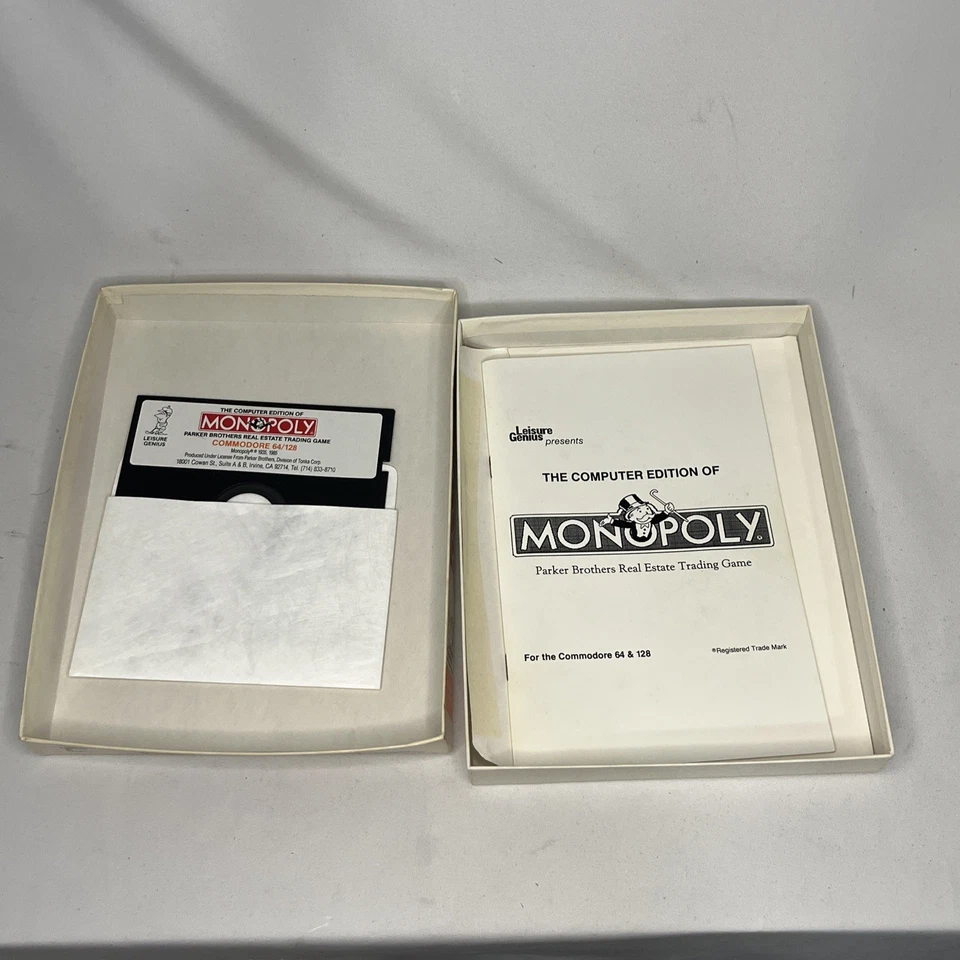 MONOPOLY by Leisure Games 1989 Commodore 64/128 Game Disk, Instructions, Box - Image 2 of 4