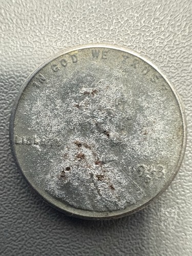 1943 D Lincoln Cent Steel Penny US Coin War Bad Condition
