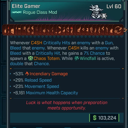 Borderlands 4 • MODDED COM • C4SH Gamer • Level 60 • Max Red Tree • PS PC XBOX