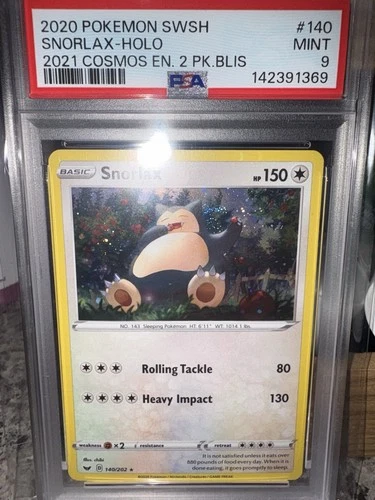 Pokémon Snorlax Cosmos Holo 140/202 Blister Exclusives Promo PSA 9 2020