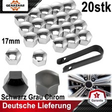 20x 17mm Radschraubenkappen Bolzen Kappen Satz + Abzieher Schwarz Grau Chrom
