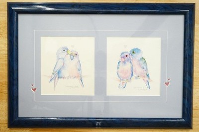 Framed Art Picture Lovebird Pair Lovebird 2 Custom Heart Matte Valerie Pfeiffer