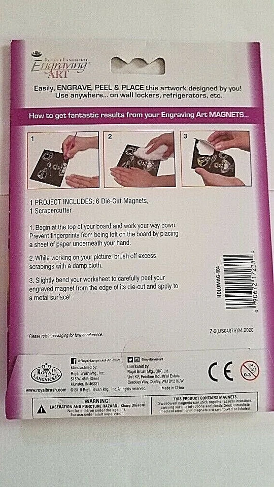 ENGRAVING ART - 6 INSECT ART MAGNETS (L-5) FREE SHIP - image 2 of 2