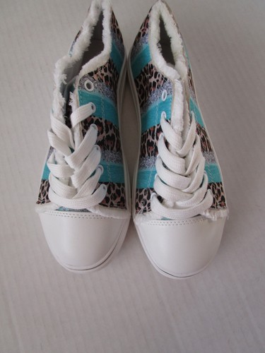 Canvas Shoes Women's Size 7.5 38 Lace Up Shoes Sneakers Casual Animal Print - Picture 5 of 10
