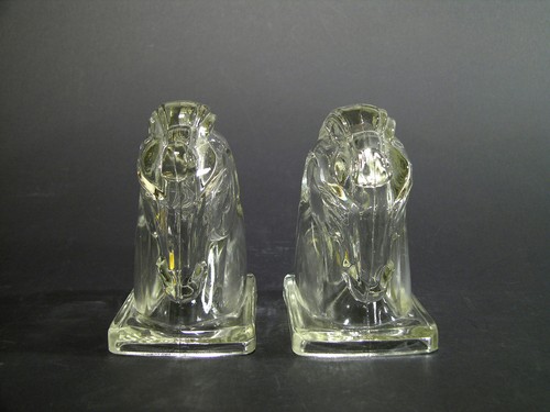 Vintage Deco Style Clear Glass Horse Head Bookends, 5 1/2" Tall - Picture 7 of 8