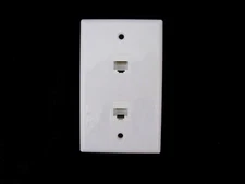 Single 1-Gang 2 Port CAT6 RJ45 Ethernet Keystone Hide Cables Wall Plate White