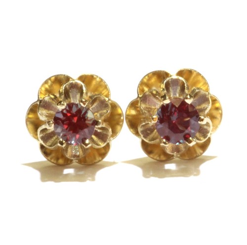 14k Gelbgold 0,54ct Rund Alexandrit Edelstein Buttercup Ohrstecker Nachlass