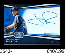 1-2012 BOWMAN PLATINUM BLUE REFRACTOR AUTO JOE ROSS NATIONALS 040/199 
