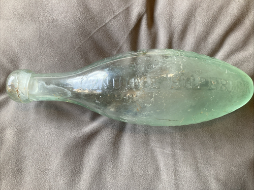 VINTAGE SCHWEPPE & Co AERATED WATER GENUINE SUPERIOR TORPEDO BOTTLE - Picture 3 of 4