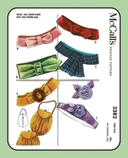 Misses ACCESSORIES Pattern BELTS Evening Bag McCall's 2382 Vintage 1959