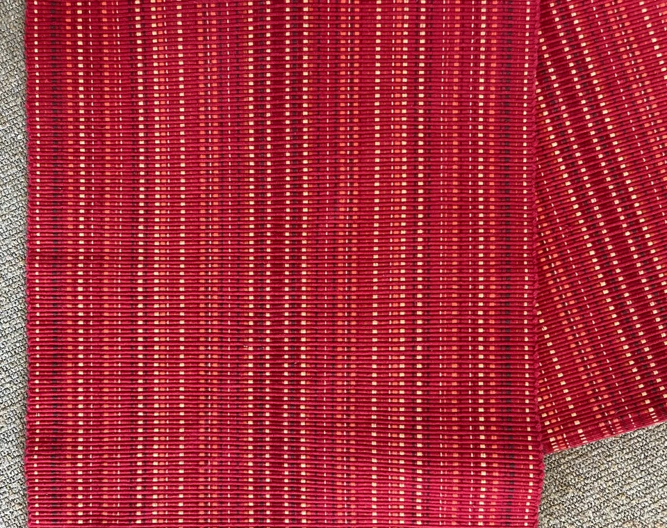 Juego de 7 manteles individuales rojos de algodón pesado a rayas multicolores India 17 1/4 x 13 1/2 Foto 2 de 4