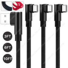 3Pack USB Type C Fast Charge Cable 90 Degree 3/6/10Ft For Samsung Charging Cord