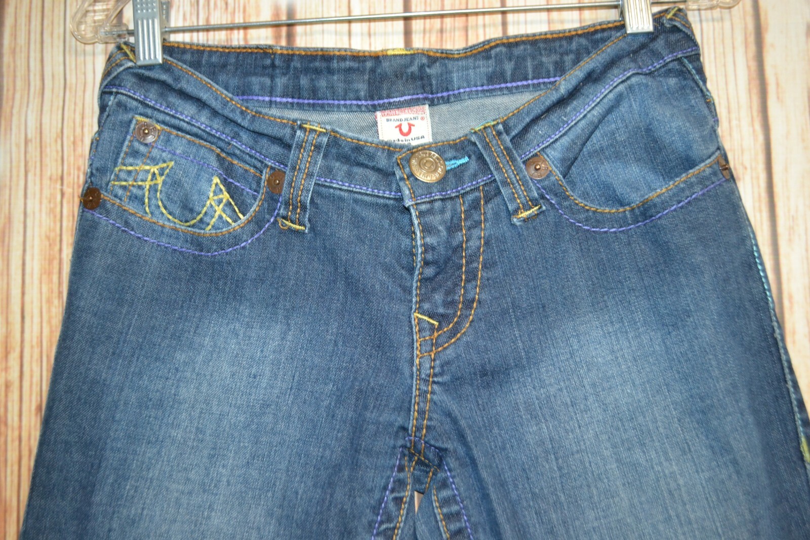 True Religion Women's Straight Thick Stitch No Pocket Flaps Blue Jeans Sz 28x31 thumbnail 5