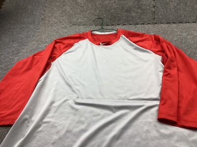 Nike Pro Shirt Mens Large Gray Dri Fit Baseball MLB Raglan Sleeves