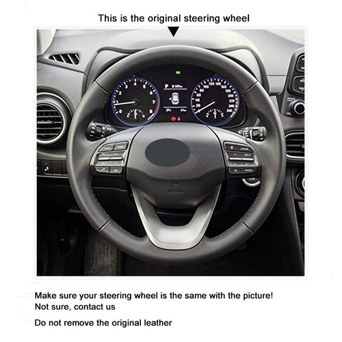 Hand-stitched Nappa Leather Car Steering Wheel Cover for Hyundai Kona 2017-2023 - Bild 5 von 25