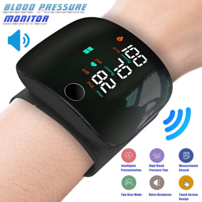 #ad #ad Rechargeable Wrist Blood Pressure Monitor LED Heart Rate Monitor Voice Broadcast $9.99