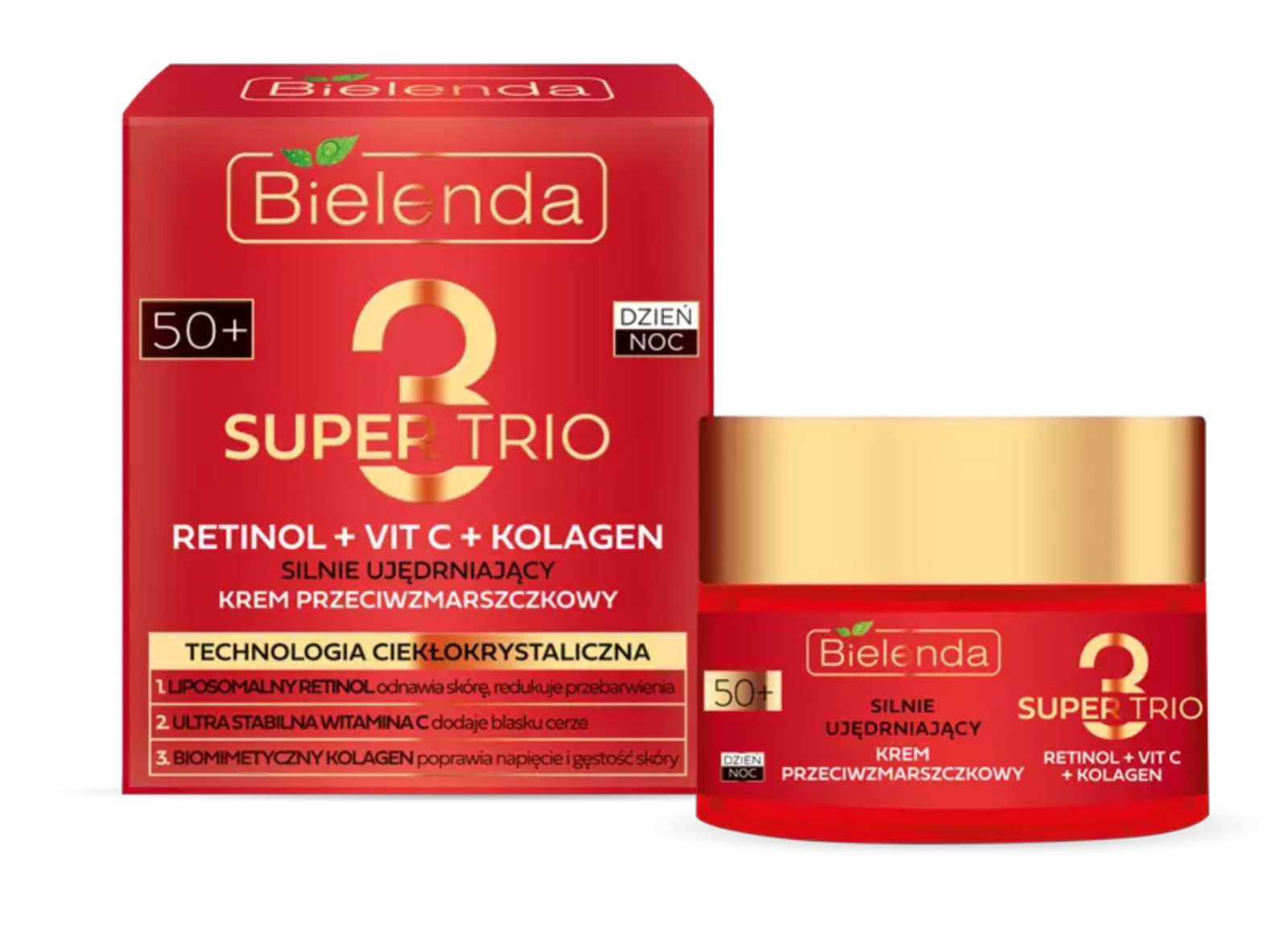 Bielenda Super Trio Retinol VitC Collagen Strongly Firming Anti-Wrinkle 50+ 50ml - Image 3
