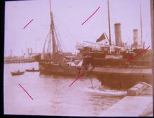 Ostend Belgium Port Original Historical Large Glass Picture Probably Before 1900