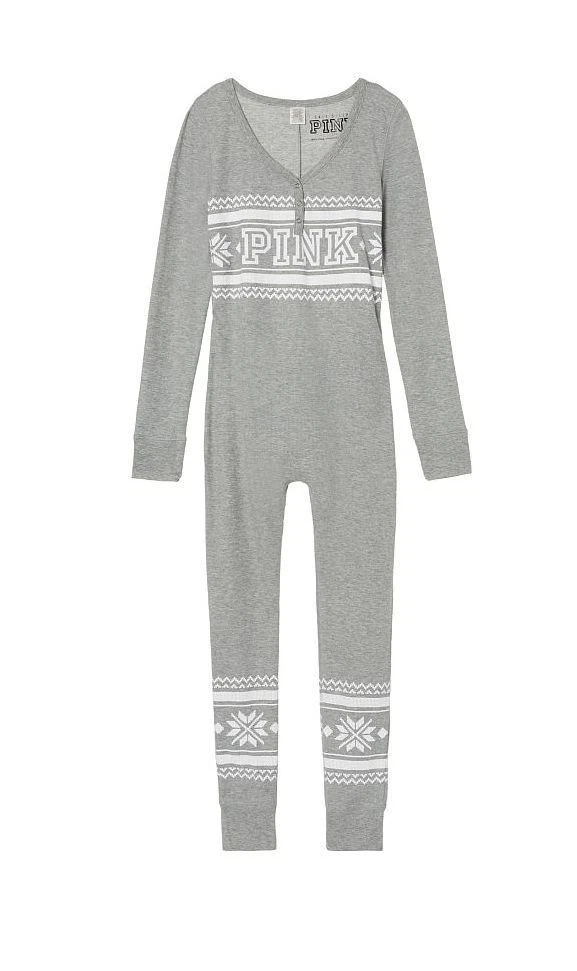 Skims Plush Pointelle Henley Pajama Jumpsuit in Gray | Lyst