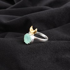 Aqua Chalcedony Gemstone 925 Solid Silver Unique Jewelry Ring For Friendship Day