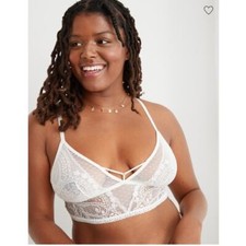 Aerie White Paisley Lace Longline Bralette Size Medium