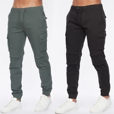 Designer Mens Elasticated CROSSHATCH Trousers Cargo Combat Work Pants Bottoms