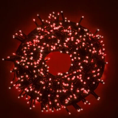 WISDOM Luci di Natale Catena luminosa natalizia con 100 led rossa cavo verde 9mt IP44