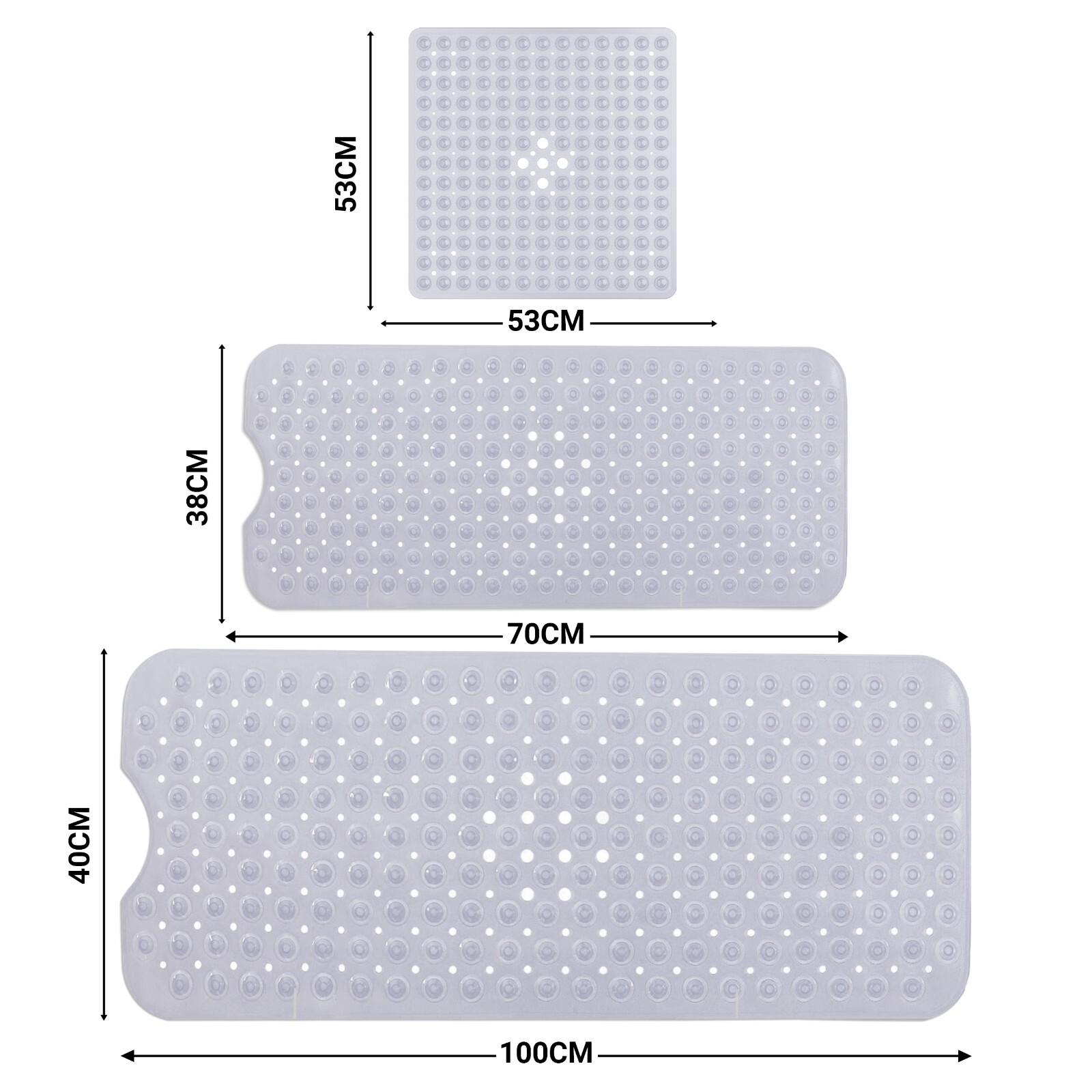 Extra Large Bath Mat Non Slip Bathtub Antimold Rubber Strong Suction