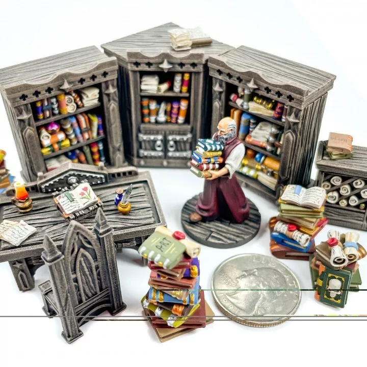 28mm Librarian Reading Room Dungeons & Dragons DnD D&D Village Library Scatter - Image 4 of 4