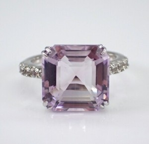 Authentic 4Ct Asscher Natural Blue Amethyst Square Engagement Ring 14K White Gold Plated