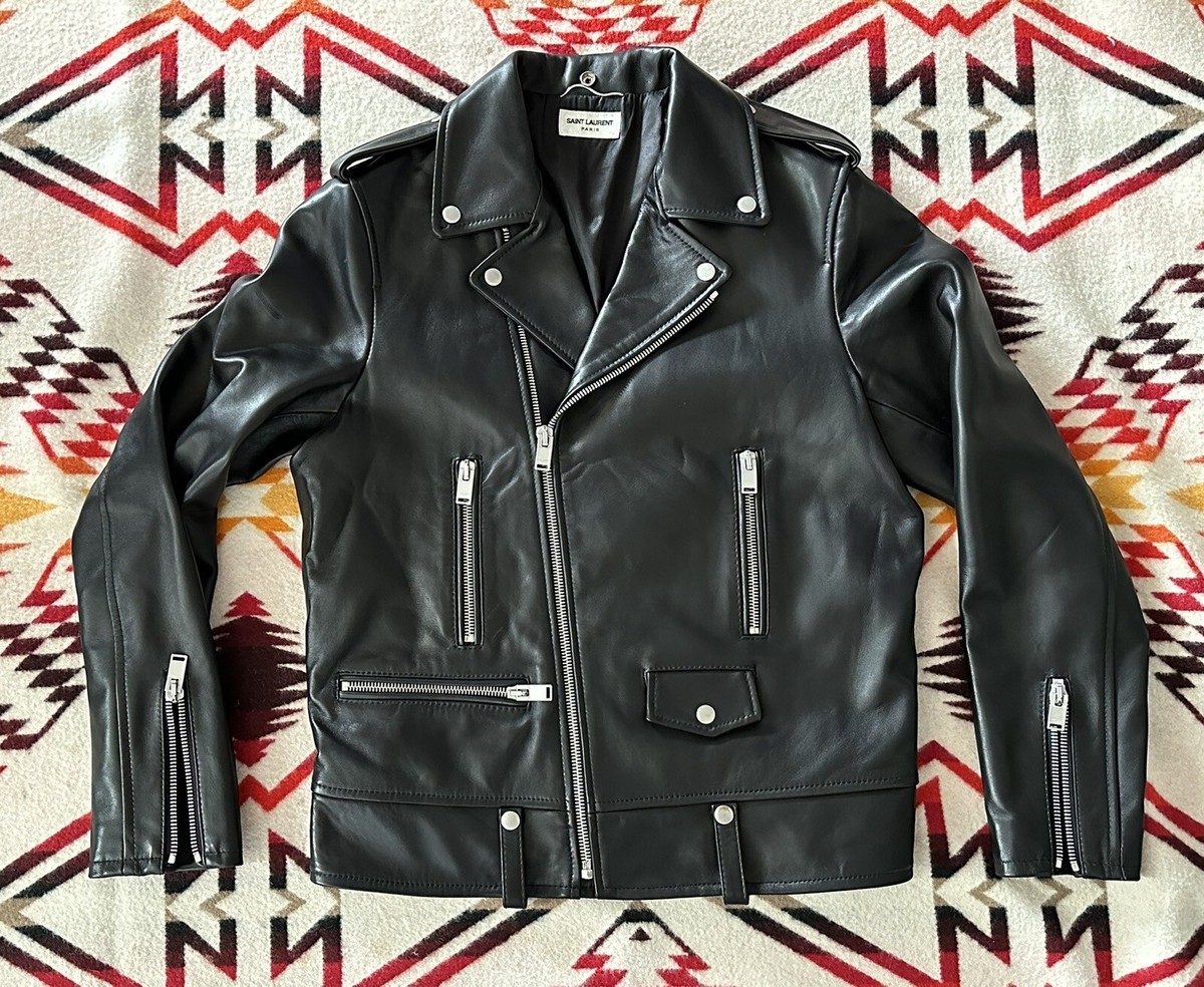SAINT LAURENTライダースL01 52サイズ美品 Saint Laurent L01 Motorcycle Lamb Skin Leather Jacket Gently