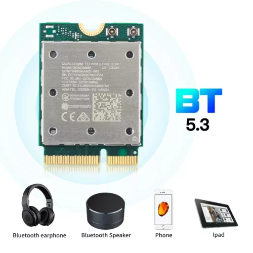 WIFI7 Qualcomm NCM865 M.2 Key E Tri-Band 5800M BT5.3 Wireless Card with Antennas - Picture 3 of 7