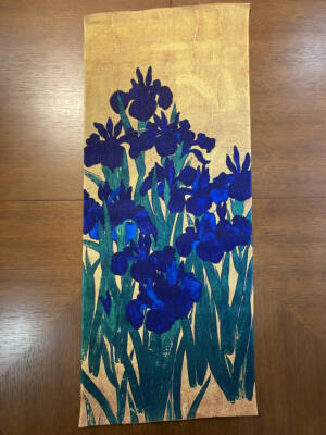 Iris Flower Folding Screen Korin Ogata Tenugui Towel 33 x 13'' Cotton 100 Gift
