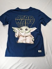 Star Wars Mandalorian Baby Yoda T shirt Kids Youth 14/16 XL Blue The Child Grogu