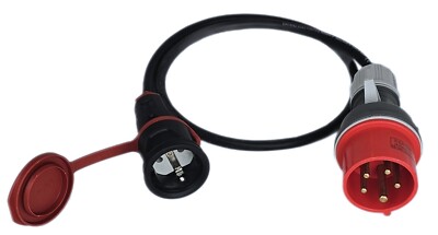 Starkstrom Adapter 380V auf 220V, Stecker 16A auf Schuko Gummikabel 3m