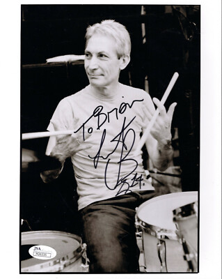 CHARLIE WATTS authentic hand signed 8x10 photo   ROLLING STONES   JSA   To Brian