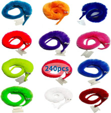 240 Pack Fuzzy Worm Toys with Big and Small Sizes Mixed Fuzzy Worms on Strings T