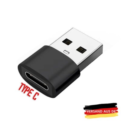 USB A auf USB C Adapter Konverter Ladeadapter Datenübertragung Stecker ...