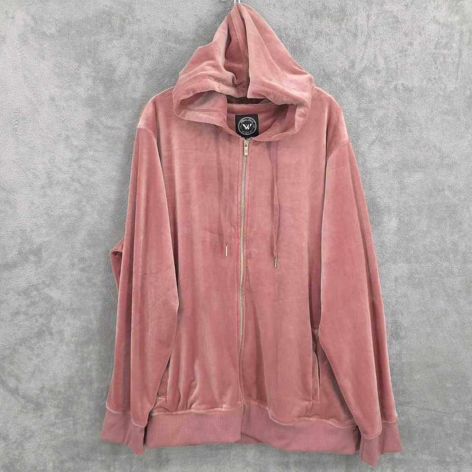 Conjunto de dos piezas de traje de chándal de terciopelo triturado marca blanca 3XL rosa suave acogedor Y2K de moda Foto 3 de 4